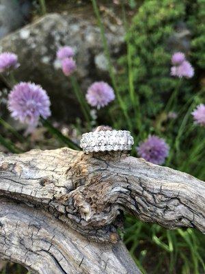 Gabriel three row diamond ring