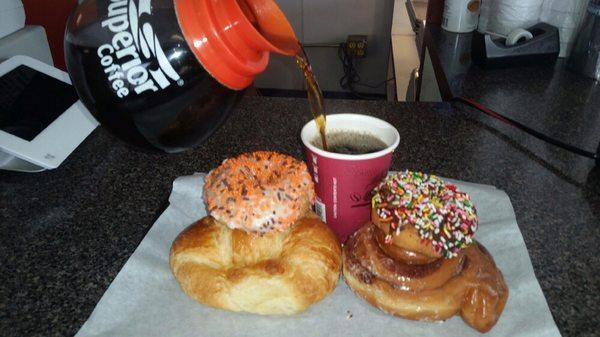 Fresh donuts and coffee served daily