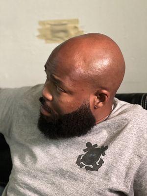 Baldy w/ beard shape up and taper