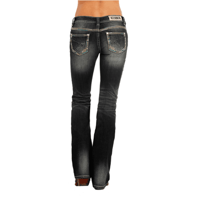 Rock & Roll Cowgirl Rival Low Rise Turquoise Shine Jeans