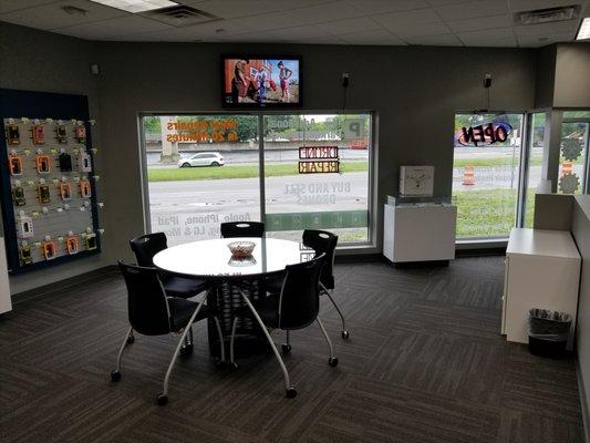 Waiting area with TV