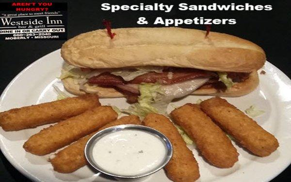 Try our specialty sandwiches like the grilled chicken & bacon, and add one of tasty appetizers like mozzarella sticks