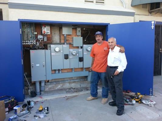 Upgrade of a old electrical service in La Mesa after a car hit the front of the building