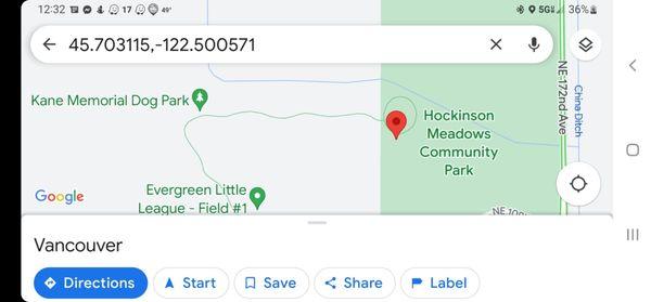 On shows where the parking is which is beside the kids area. Lane dog park is tucked way back amongst the trees.