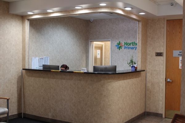 Check in counter for Digestive Disease Care and the Primary Care office