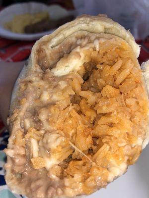 Bean, rice and cheese burrito