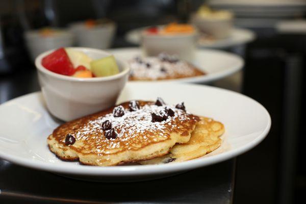 Sweet Cream Chocolate Chip Pancakes.