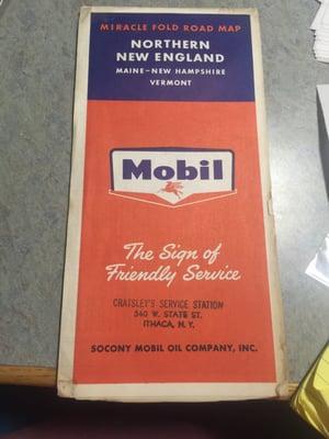 1958 Mobil map with Chuck's Mobil Mart address stamped on it!