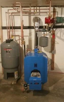 New oil burner and hot water tank