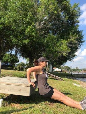 Pandemic outdoor WOD.  Owner, Lisa Celentano