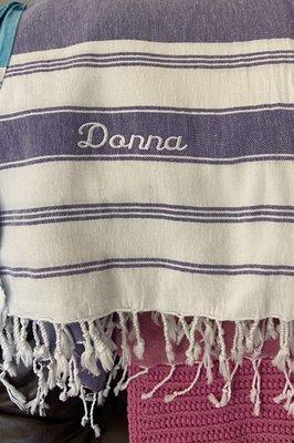 Monogrammed Turkish towel