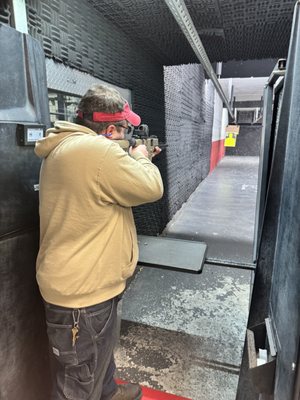 My buddy Joe doing his thing with a gun we couldn't figure out the name of. Fun to shoot, but the one that gave us some issues.