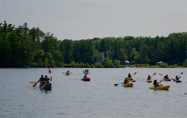 Campers on a kayak trip