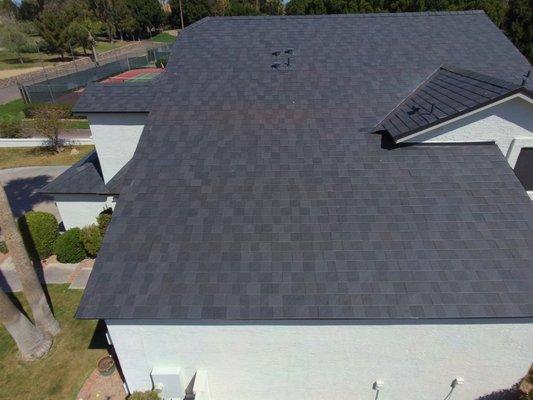 Another recent re-roof project. Converted from Concrete to Daltile Perennial Porcelain (Onyx Slate) Stunning Transformation!