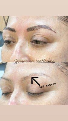 Microblading over tattoo