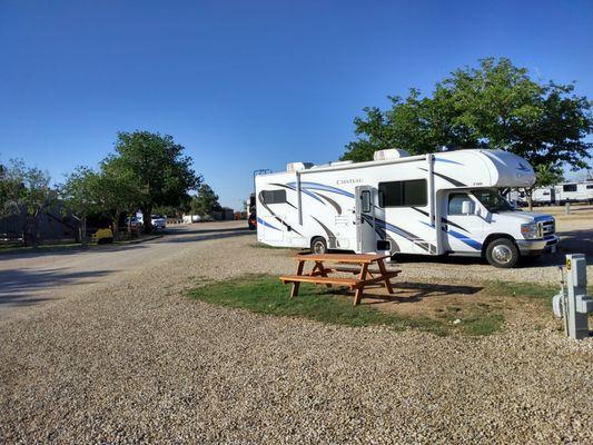 My motorhome on Lot #10 just inside the park entrance (left of the rear of my Thor Chateau).