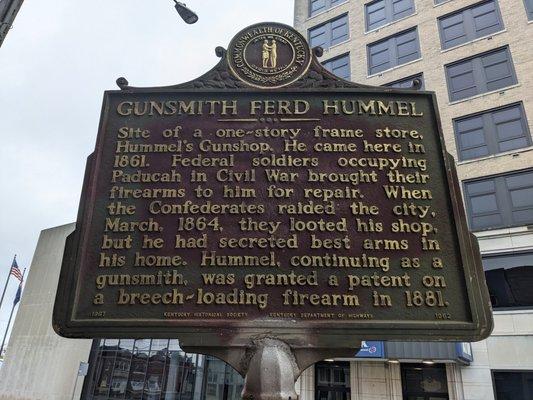 Gunsmith Ferd Hummel Historical Marker, Paducah