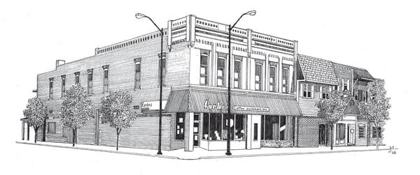 Sketch of Forbes Office Solutions by a local Newton Artist.