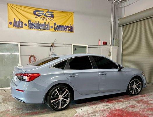 2022 Honda Civic Touring  Ceramic Tint installed  Great work done by GG Window Tinting