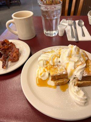 Stuffed French toast and bacon