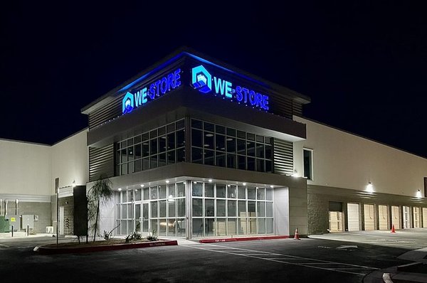 Night view, well-lit storage spaces in Las Vegas, NV