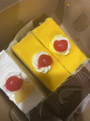 Mango cake, pineapple cake, chocolate cake