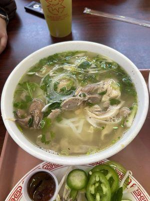 Pho Ga with thick noodles