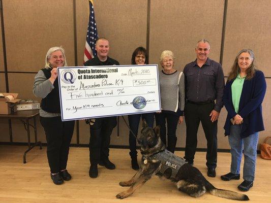 Donation to the Atascadero Police K-9 Unit.