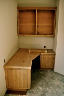 Alder desk with upper cabinet