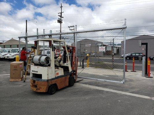 New chain link fence installation