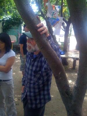 Tree himself, holding a tree.