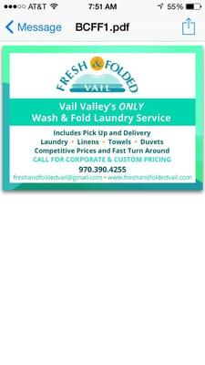 Vail Valley's only wash and fold laundry service !