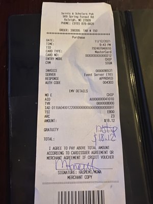 No tip for them