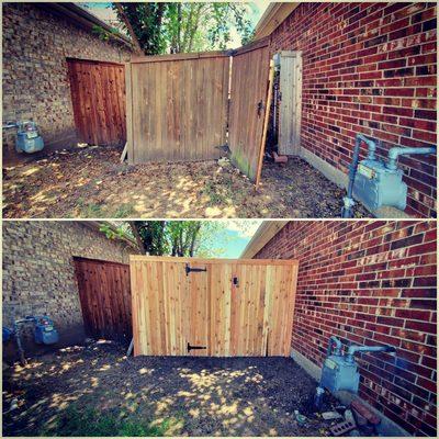 This new fence not only looks amazing, but the new gate opens with ease, and it's built with metal posts for longevity!