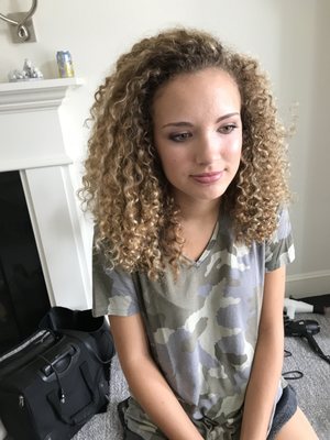 Balayage highlights on curly hair