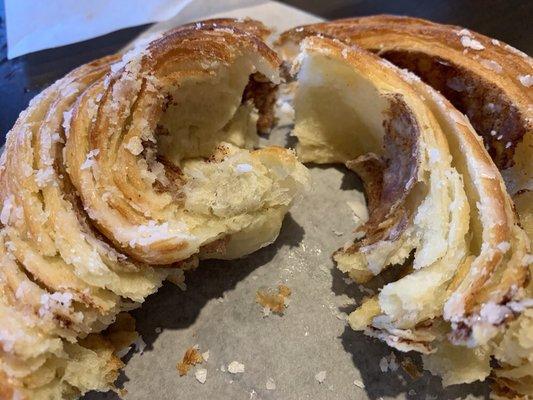 Inside the cinnamon roll Danish