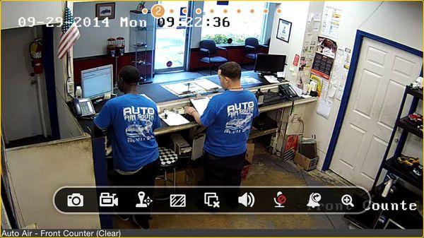 Camera view of our service advisors hard at work