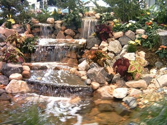 we build this water fall in a home garden and show in Denver