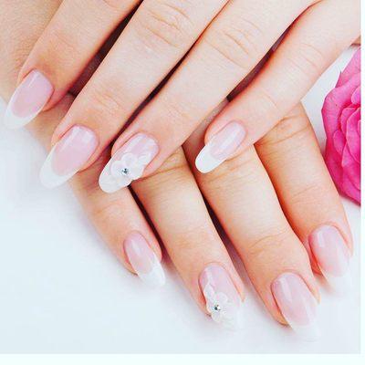 French Manicure with 3D art.