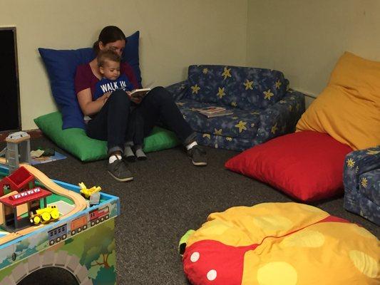 Enjoying the Play Park reading corner