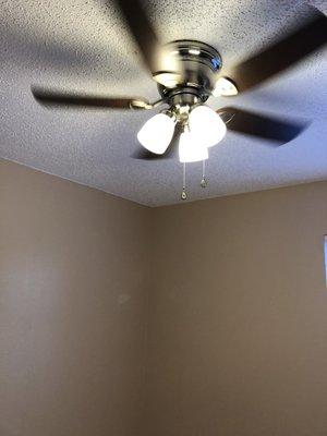 Ceiling fan in a bedroom