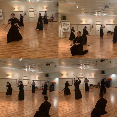 Typical Monday night Iaido class at the studio