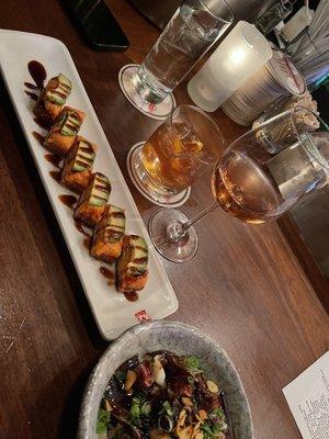 Crispy rice and filet mignon appetizer