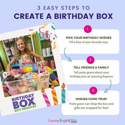 Ask us about our birthday box registries!