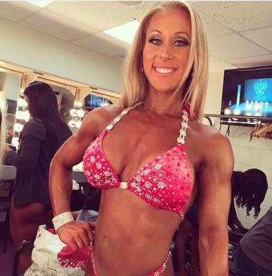 Competition tan and make up application before her show