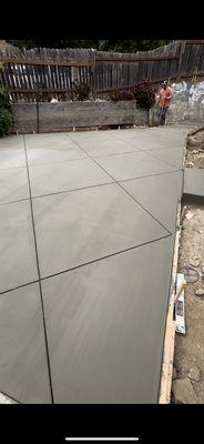 Concrete pour with design