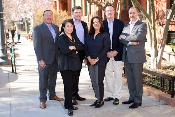 Orlando Gonzales, Elyse Wander, Gordon Harrison, Mila Salazar, Bob Jennings, and Robert Yates of the HJW Group at Compass.