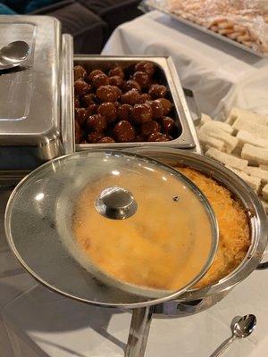 Meatballs and buffalo chicken dip