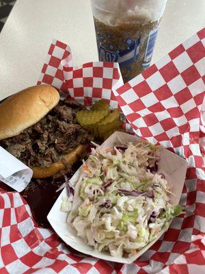 Brisket sandwich with cole slaw