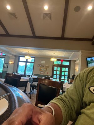 The view into the dining room From the bar, over looking the golf course.